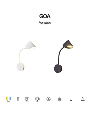 GOA * APLIQUE LED BRAZO LECTOR 6W 3000K NEGRO